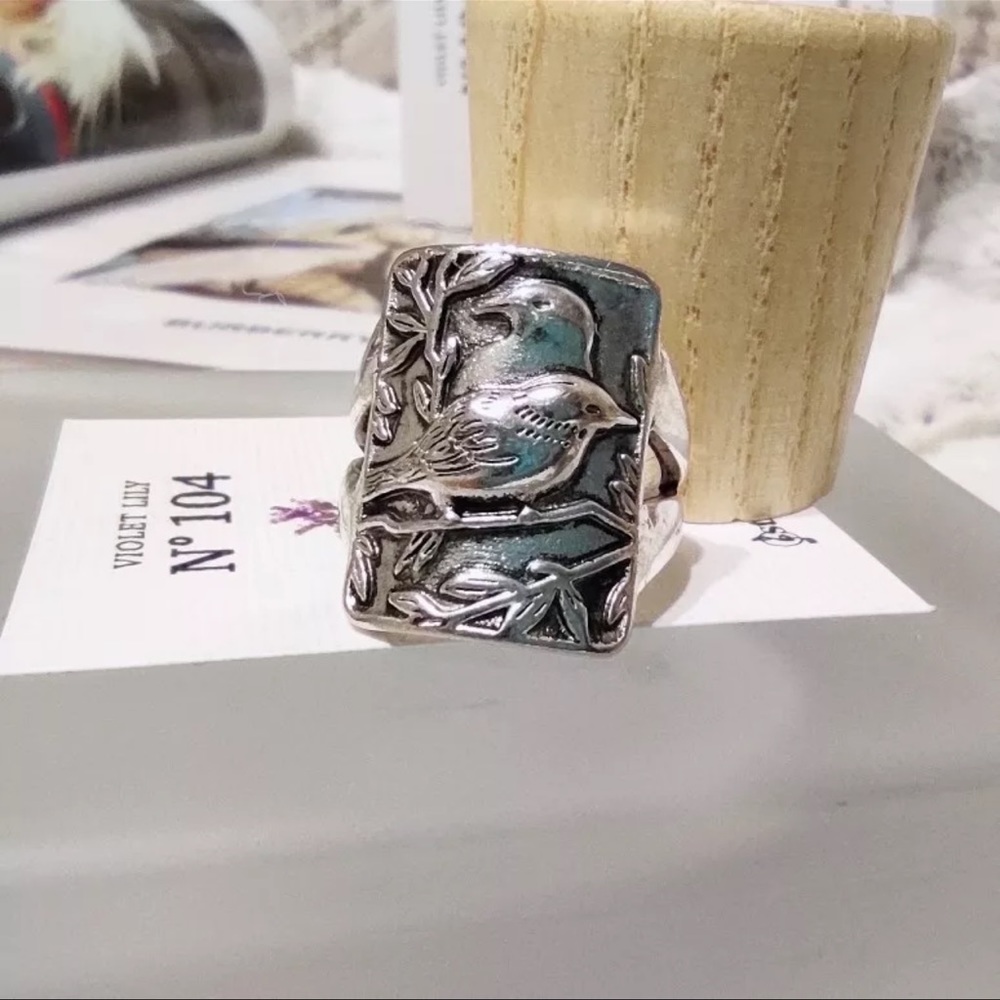 New Womans Princess Jewelry S925 Sterling Silver Handmade Vintage Love Bird Ring - Picture 9 of 13